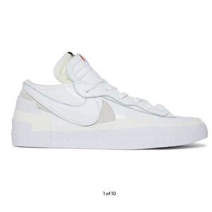 Nike Sacai Blazer Low White Patent Sneaker 9.5